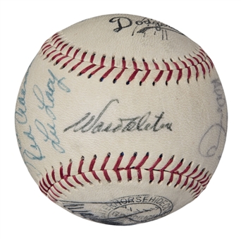 1975 Los Angeles Dodgers Team Signed Baseball With 16 Signatures Including Alston, Sutton & Garvey (JSA) 